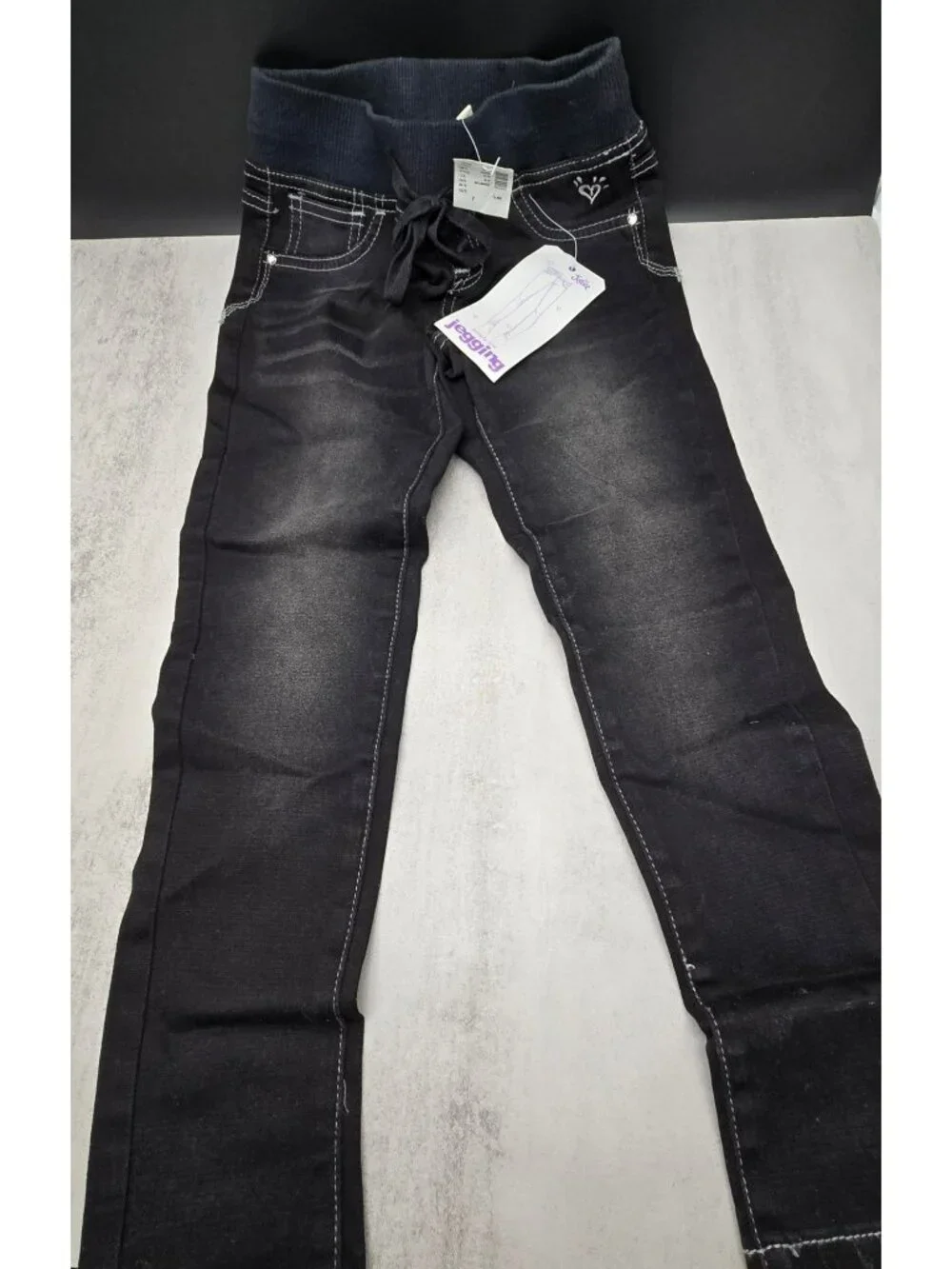 Justice Girls Black Simply Low Jegging Pants Drawstring Waist Size 7R NWT JJ4282